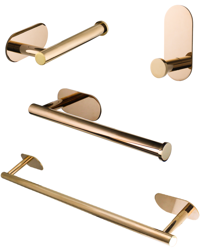 kit de acessórios para banheiro rose e bronze